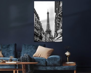 Eiffel Tower Photo Through Paris Street – Iconic Wall Art by Studio Ajuut