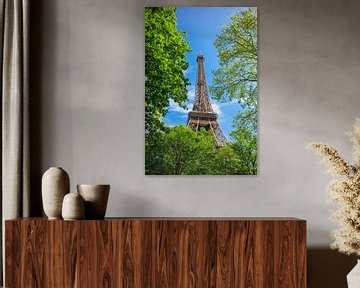 Eiffel Tower Photo Through Trees – Elegant Paris Wall Art by Studio Ajuut