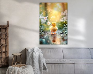 Cute chick in sunlight