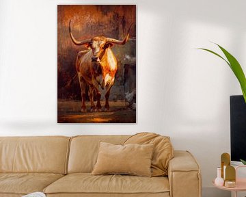 Een klassiek olieverfschilderij van een koe van Ljupka Kareska