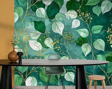 Botanical art: ivy with golden blossom by Studio Pieternel
