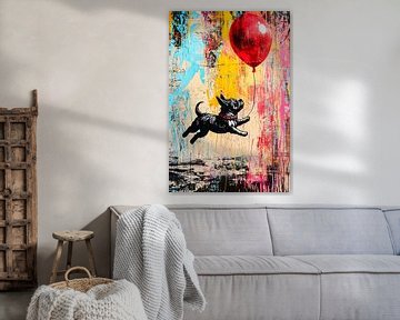 Vliegende hond met ballon van Imperial Art House
