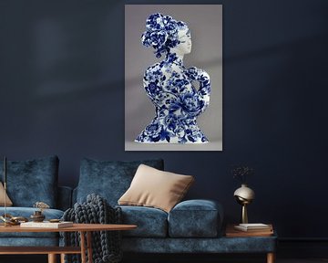 Vrouw in Delfts Blauw van Franka Poulain