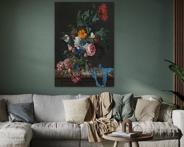 Bouquet vibrant avec ruban et souvenir