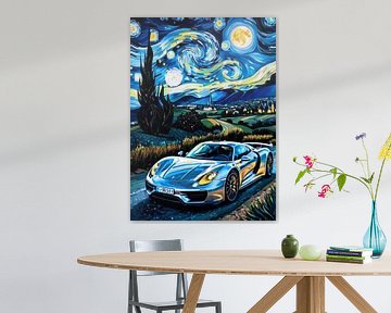 De zilveren Porsche 918 Spyder Sterrennacht van MIROKKU