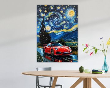 De rode Porsche 911 Turbo Sterrennacht van MIROKKU