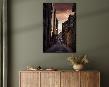 Zonsondergang in Dublin – Straatsilhouetten in Gouden Licht van vincent janssen