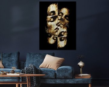 Duality in Gold – Abstract Modern Portrait Wall Art by Ramy Salah Hefny