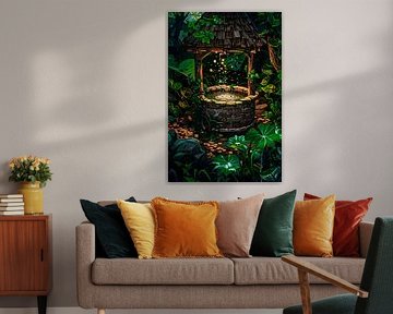 Wishing well in magical forest