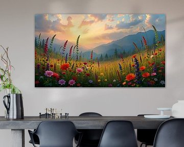 Wilde bloemen in het zonlicht