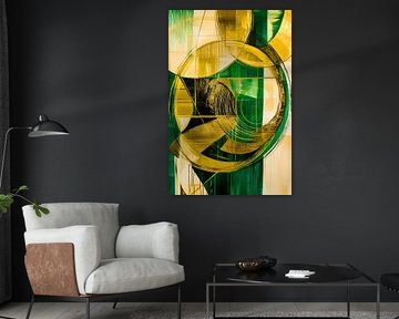 Groene en gouden abstracte cirkels
