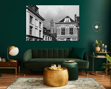De Domtoren vanaf de Nieuwegracht in zwart-wit van André Blom Fotografie Utrecht