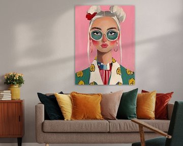 Kleurrijk eclectisch portret van Carla Van Iersel