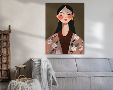 Modern portret in aardetinten van Carla Van Iersel