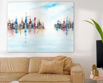 Skyscrapers - Skyline on the water by Enjoy-Aquarell