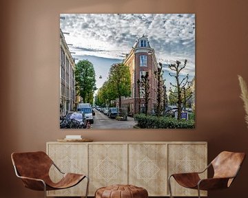 De Gerard Doustraat met de Quellijnstraat in de Pijp.