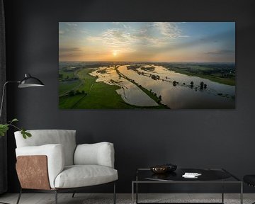 IJssel landschap tijdens zonsondergang van bovenaf gezien van Sjoerd van der Wal Fotografie