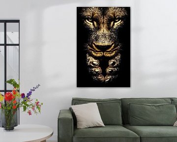Close-up golden lion detail by Art & Soul Creations