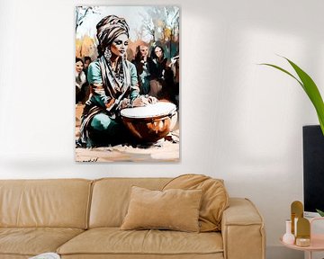 Woman with traditional drum by Imperial Art House