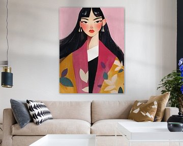 Kleurrijk modern portret van Carla Van Iersel