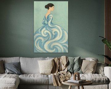 The Whisper of Waves – Tijdloze Elegantie in Blauwe Beweging van Dream Designs art work