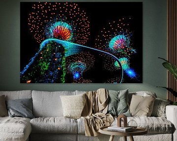 Gardens by the bay lichtshow blauw van Marco Rutten