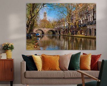 Oudegracht with view of the Dom tower, Utrecht by Martien Janssen