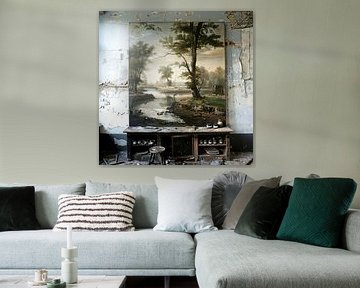 landscape painting wall studio colours abandoned room