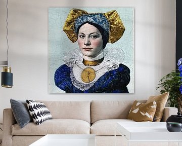 Blauw van toen, een vrouwenportret van Vlindertuin-Art