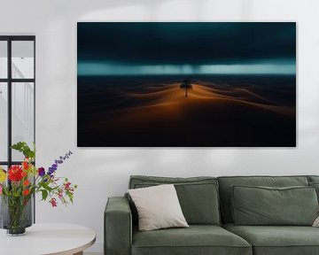 Eenzame palmboom in de woestijn panorama van TheXclusive Art