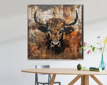 Graffiti stier stierenkop portret roest metaal stedelijk dier