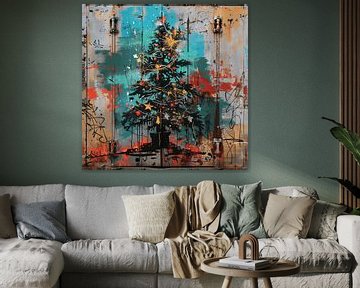Graffiti kerstboom Xmas roest metaal stedelijk feestseizoen van gm_designs