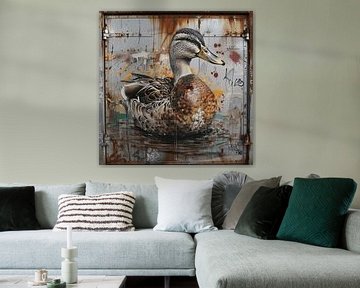 Graffiti vrouwtjes wilde eend roest metaal urban gedetailleerd van gm_designs