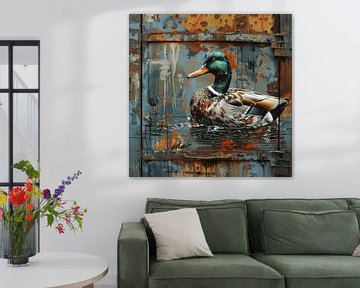 Graffiti wilde eend drake roest metaal urban gedetailleerd water van gm_designs