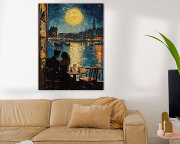 Romantic couple at Café by starry night by Erika Kaisersot