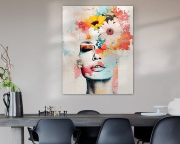 Zacht gezicht, felle bloemen van Vlindertuin-Art