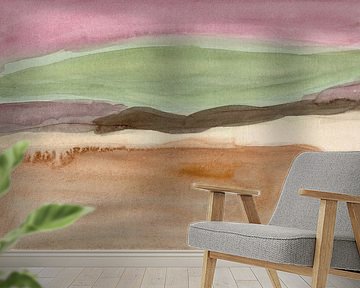 Painted Horizon - Abstrakte Aquarell-Landschaft in warmen Tönen