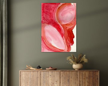 Blush Flow - Aquarelvormen in Roze en Terracotta van Dina Dankers