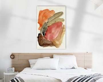 Abstracte vormen in oker, olijf en roest van Dina Dankers
