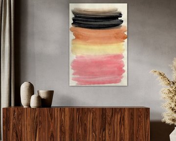 Colorful Brush Strokes in Pink, Yellow, Terra, and Black by Dina Dankers