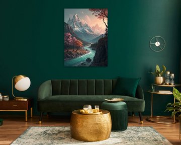 Sereen bergrivierdal van Artistic