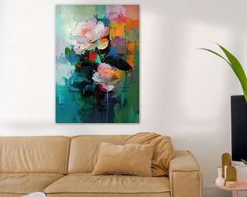 Modern abstracte Bloem van Abstract Schilderij