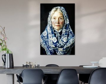 Le visage des générations en bleu de Delft sur Franka Poulain