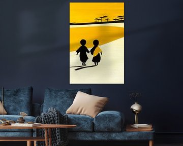 Wandeling van silhouet-kinderen van Imperial Art House