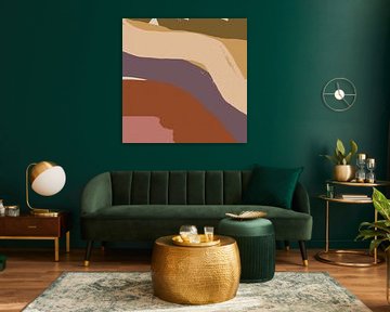 Brush strokes in terra, pink, yellow and green. by Dina Dankers