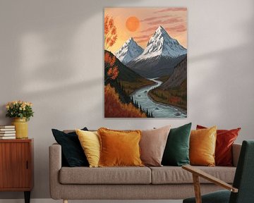 Herfst Berg Zonsondergang van Artistic