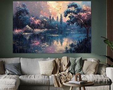 Betoverend Meerlandschap | Enchanted Waters Glow van Abstract Schilderij