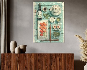 aquarel in schetsstijl, kookposter van Ariadna de Raadt-Goldberg