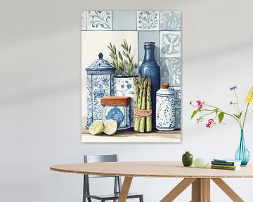 watercolor in sketch style, cooking poster by Ariadna de Raadt-Goldberg