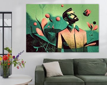 Man in abstracte natuur van Art & Soul Creations